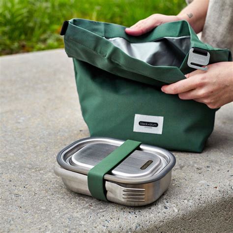 black blum stainless steel lunch box|black and blum lunch bag.